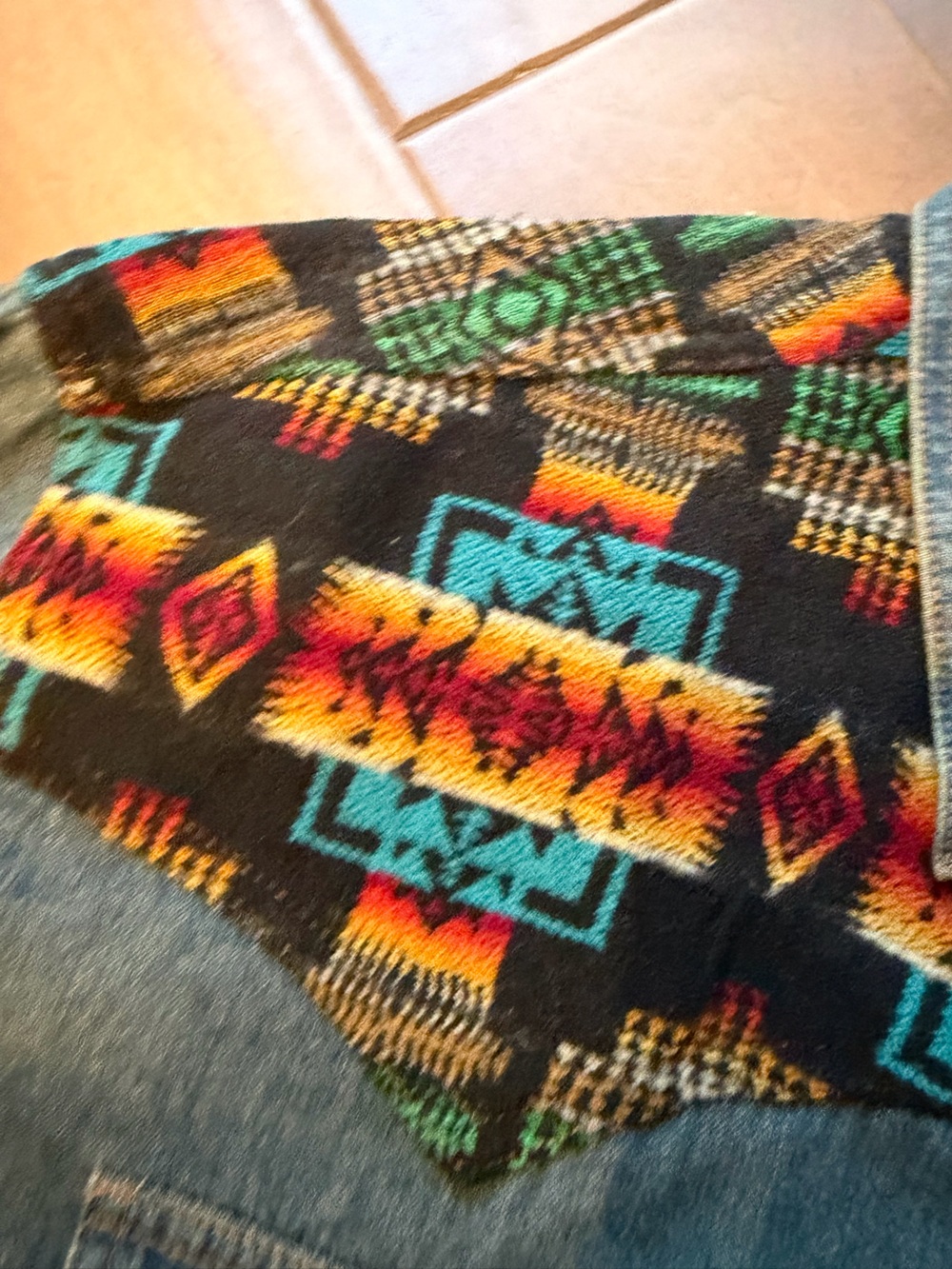 Pendleton Blue Denim Shirt with Multicolor Southwestern Yoke..NWT, VINTAGE - Picture 8 of 13